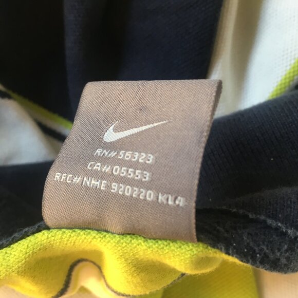 Nike Polo Shirt Men Sz L Short Sleeve Multicolor Striped 100% Cotton Blue Green - Picture 10 of 13